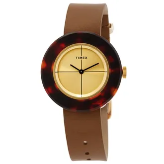 Timex Tortoise Quartz Gold Dial Ladies Watch TW2T93100