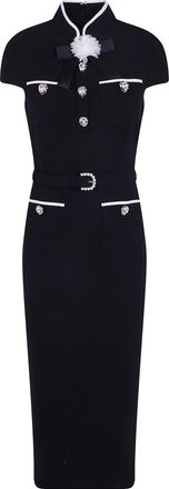 Self Portrait Dress Wool Crepe Midi Aw26.074Mb Black