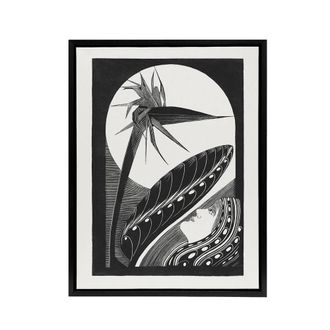 Artery8 Strelitzia Overblown & Full Moon De Mesquita Framed Canvas Wall Art in White | Size: W24 x H32