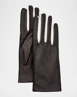 Carolyn Rowan Cashmere-Trim Leather Gloves