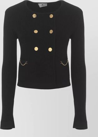 Elisabetta Franchi viscose double breasted cardigan ribbed chain