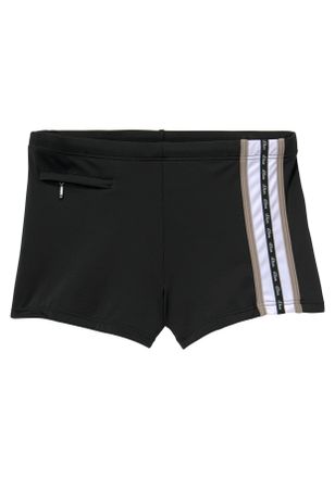 s.Oliver Boxer-Badehose S.OLIVER, Herren, Gr. 4, N-Gr, schwarz, Polyamid, unifarben, Badehosen Boxer-Badehose, mit Reissverschlusstasche