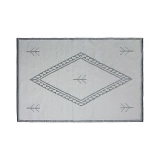 Decoclico Alfombra de lana crudo con motivos gr&aacute;ficos negros 140 x 200 cm