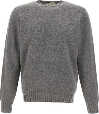 FILIPPO DE LAURENTIIS Kasjmierwol Lange Mouw Trui - Heren - Ronde hals truien - Grijs - 2XL - Wol - Truien & Vesten