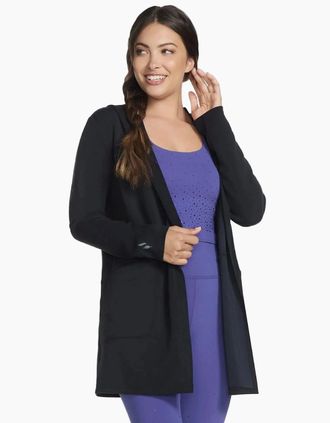 Skechers Womens Skechers SKECHLUXE Elevate Restful Hoodigan Womens Black Cardigans - Size: 18/16