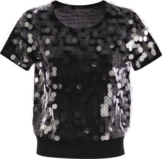 Max Mara Womens Saio - Wool Sweater With Sequins - Black - Size Small