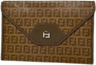 Fendi Pre-owned Leren Clutch - Dames - Vintage Clutch - Bruin - ONE Size - Leer - Vintage