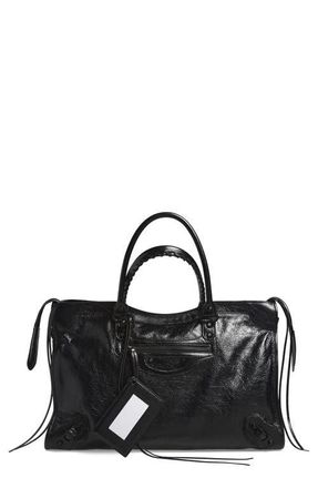 Balenciaga Large Le City Arena Leather Satchel in 1000 Black at Nordstrom