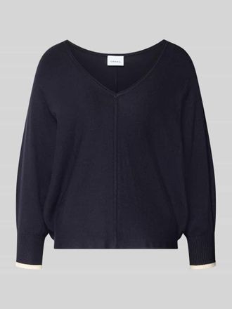 Comma Strickpullover aus Viskose-Mix mit V-Ausschnitt in Marine, Gr&ouml;&szlig;e S