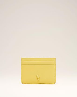 Ami Yellow Cowhide Leather Ami De Coeur Card Holder Yellow - OS - Unisex