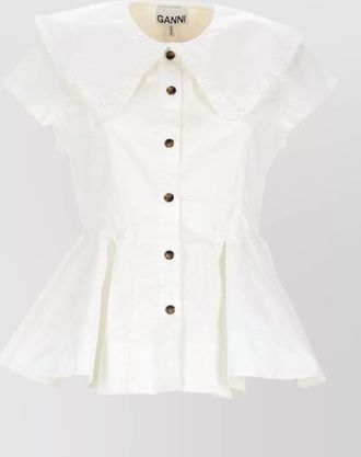 Ganni peplum top short sleeves ruffled collar