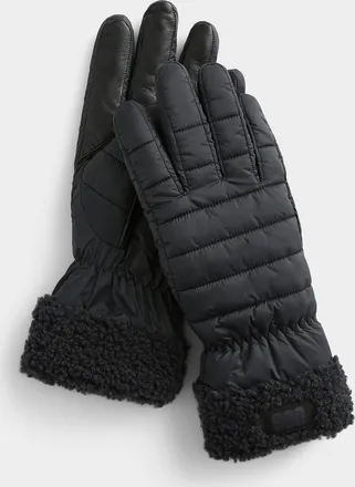 UGG Womens Plush-lined quilted gloves