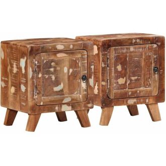 vidaXL Vidaxl - Mesilla De Noche 2 Uds 40x32x46 Cm Madera Maciza Reciclada