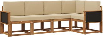 vidaXL Conjunto De Sof&aacute;s De Exterior 5 Uds. Natural Y Beige Poli&eacute;ster Vidaxl