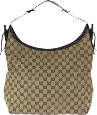 Gucci Pre-owned Shoulder Bags, female, Beige, Size: ONE SIZE Pre-owned GG Canvas Leather 2way Bag