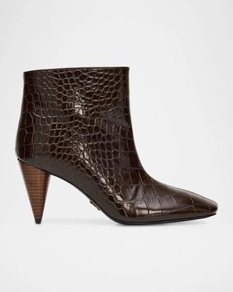 Stella McCartney 85mm Croc-Embossed Vegan Leather Ankle Boots