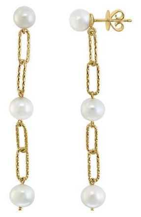 Effy Paper Clip Freshwater Pearl Drop Earrings in White at Nordstrom Rack