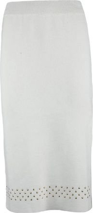 Simona Corsellini Gebreide Kokerrok - Dames - Midirokken - Wit - XS - Wol - Rokken