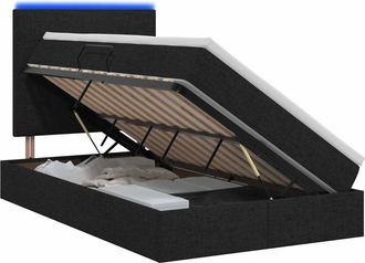 vidaXL Cama De Almacenamiento Led Con Colch&oacute;n Negro 120 X 200 Cm Tela Vidaxl