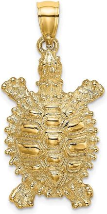 Diamond2Deal 14k Yellow Gold Large Land Turtle Charm Pendant