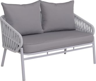 Hhg [nunca Usado] Banco De Jard&iacute;n De Aluminio Hhg-220, Sof&aacute; De Jard&iacute;n, Banco De Exterior, Tejido De Cuerda/textil (180 G/m&sup2;), Gris Claro