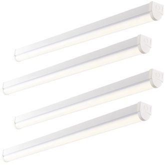 Loops 4 PACK 6ft High Lumen Batten Light - 68.5W Cool White LED - Gloss White & Opal