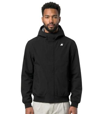 K-Way Black Logo Hood Jacket