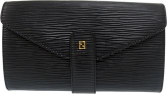 Fendi Black Leather Long Wallet (Bi-Fold) (Pre-Owned)
