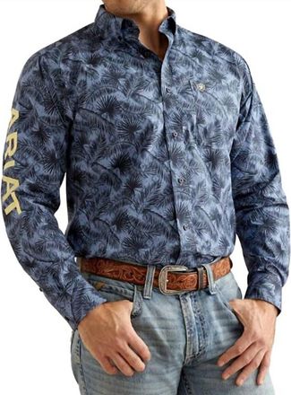 Ariat Mens Regular Garrett Logo Shirt In Blue
