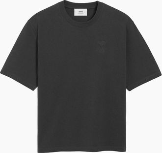 Ami Mens Ami Paris De Coeur Jersey T-shirt in Dark Grey - Size: 40