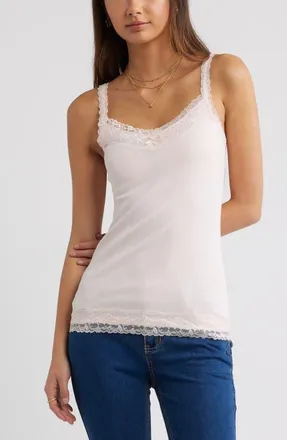 BP. Lace Trim Camisole in Pink Dogwood at Nordstrom, Size Xx-Small
