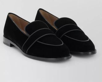 Aquazzura round toe velvet loafers piped trim