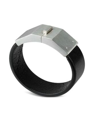 Parts Of Four Box Lock bracelet - unisex - Leather/Silver Plated Brass - M