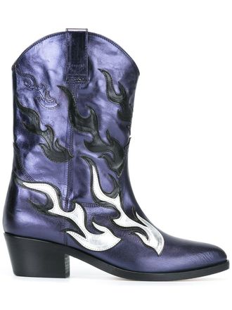 Chiara Ferragni flame Western boots - women - Leather/Leather/Leather - 36 - Blue