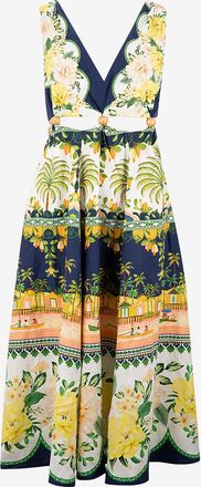 Farm Rio Midikleid aus Leinenmix mit Taillenausschnitt Amazon Garden