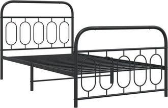 vidaXL Metal Bed Frame without Mattress with Footboard Black 100x190cm Vidaxl