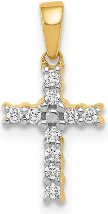 Diamond2Deal 10k Yellow Gold and Rhodium 1/10ct. Diamond Latin Cross Pendant