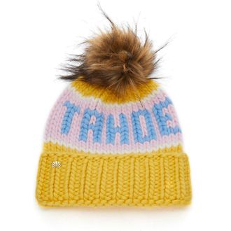 Lele Sadoughi Tahoe Faux Fur PomPom Beanie in Sunshine Multi at Nordstrom