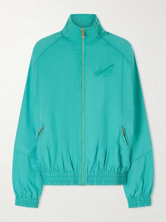 Willy Chavarria Giacca Sportiva In Cotone Con Logo Ricamato E Zip Ruff Rider - Verde