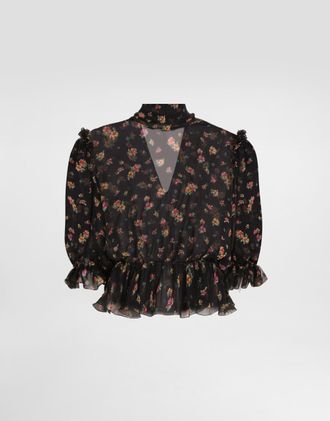 Dolce & Gabbana Small Floral-print Chiffon Top - Woman Shirts And Tops Multicolor 38
