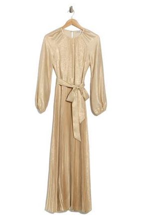 SIMKHAI Varenya Long Sleeve Pleated Maxi Dress in Champagne at Nordstrom Rack, Size 6