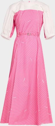 Love Birds Cassie Colorblock Circular Striped Midi Dress