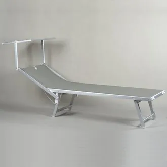 OEM Lettino In Alluminio Playa Con Parasole Struttura In Alluminio Cm 186x70x40h Colore Sabbia Sdraio Prendisole