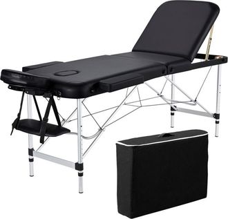 Yaheetech Camilla Masaje Plegable De 3 Zonas 213x82x(67.5-89) Cm Port&aacute;til Cama Masaje Estetica Con Bolsa De Transporte Altura Ajustable Apoyacabezas Desmontable