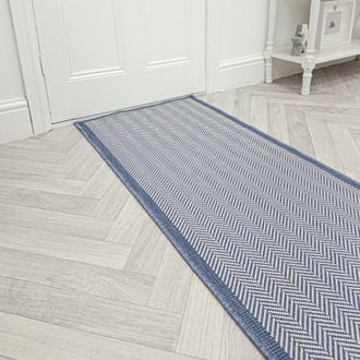 Runrug Carpet Runner Rug - Indoor/Outdoor, Reversible, 2mm - Illusion in Blue | Size: 60 cm x 360 cm