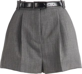 Elisabetta Franchi Shorts met ceintuur - Dames - Bermuda - Grijs - S - Wol - Korte Broeken