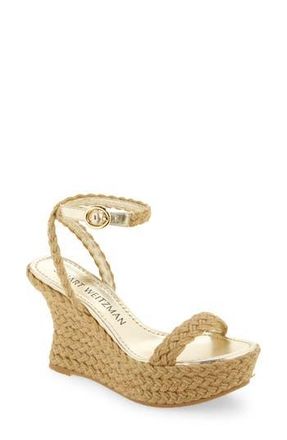 Stuart Weitzman Braida Strap Espadrille Wedge Sandal in Gold/Natural at Nordstrom Rack, Size 7