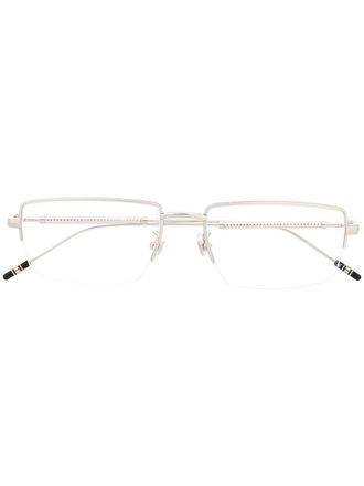 Montblanc polished square-frame glasses - men - Metal (Other) - 56 - Silver