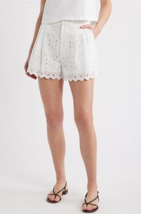 Frame Denim The Paisley Eyelet Shorts in White at Nordstrom, Size 10