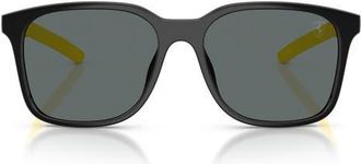 Ferrari 57mm Polarized Square Sunglasses in Black Shiny /Dark Grey Polar at Nordstrom